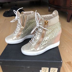 Giuseppe Zanetti embellished wedge sneakers size 7